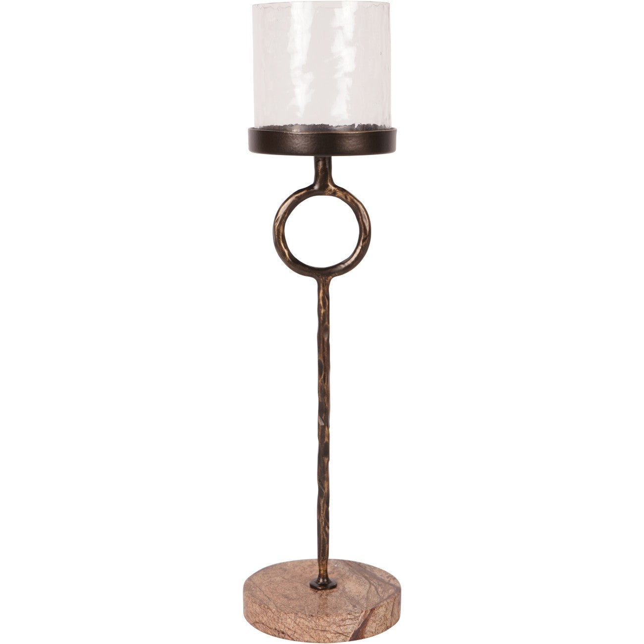 Antique Gold Table Hurricane Candle Holder With Marble Base | Large