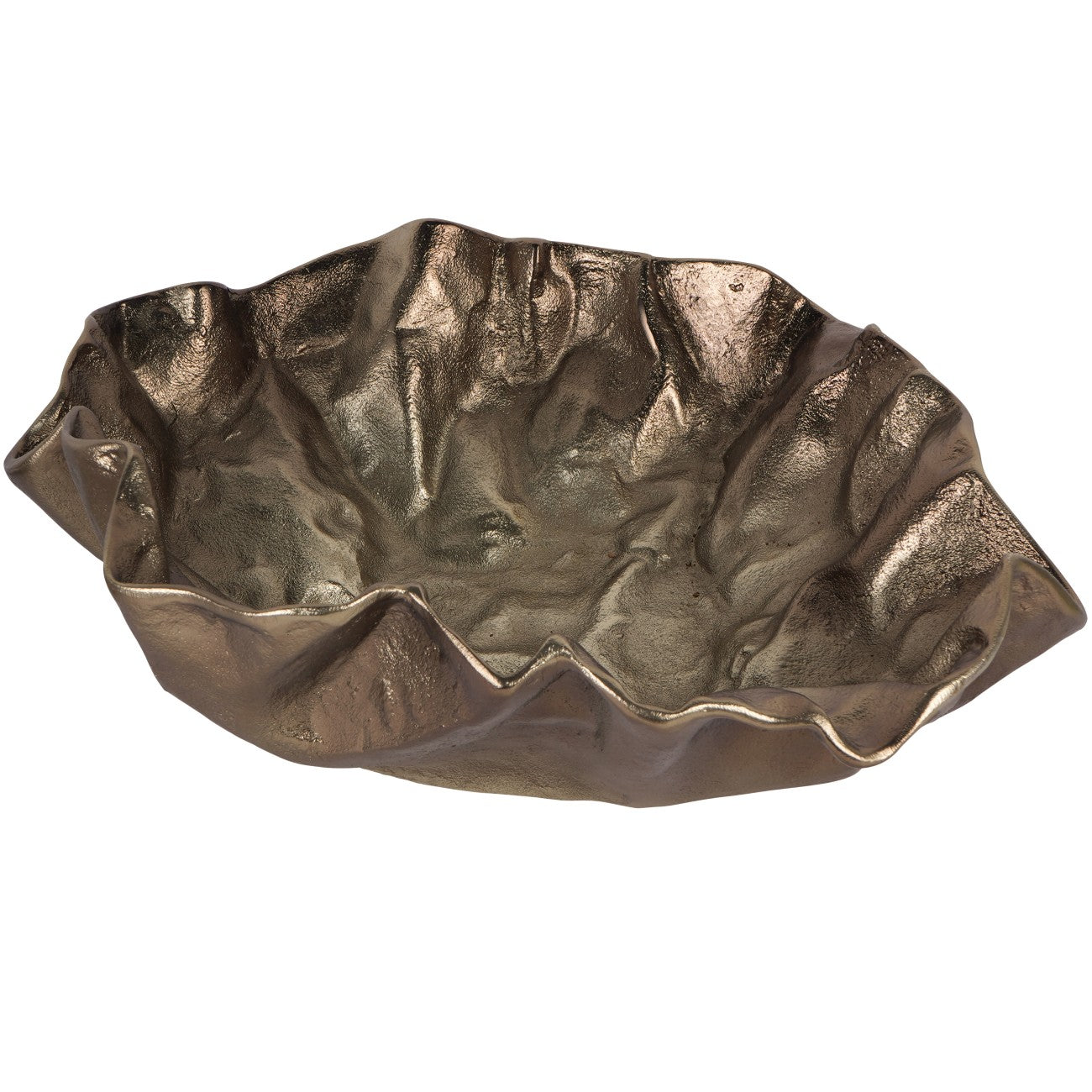 Large Bronze Cast Aluminium Decorative Leaf Bowl