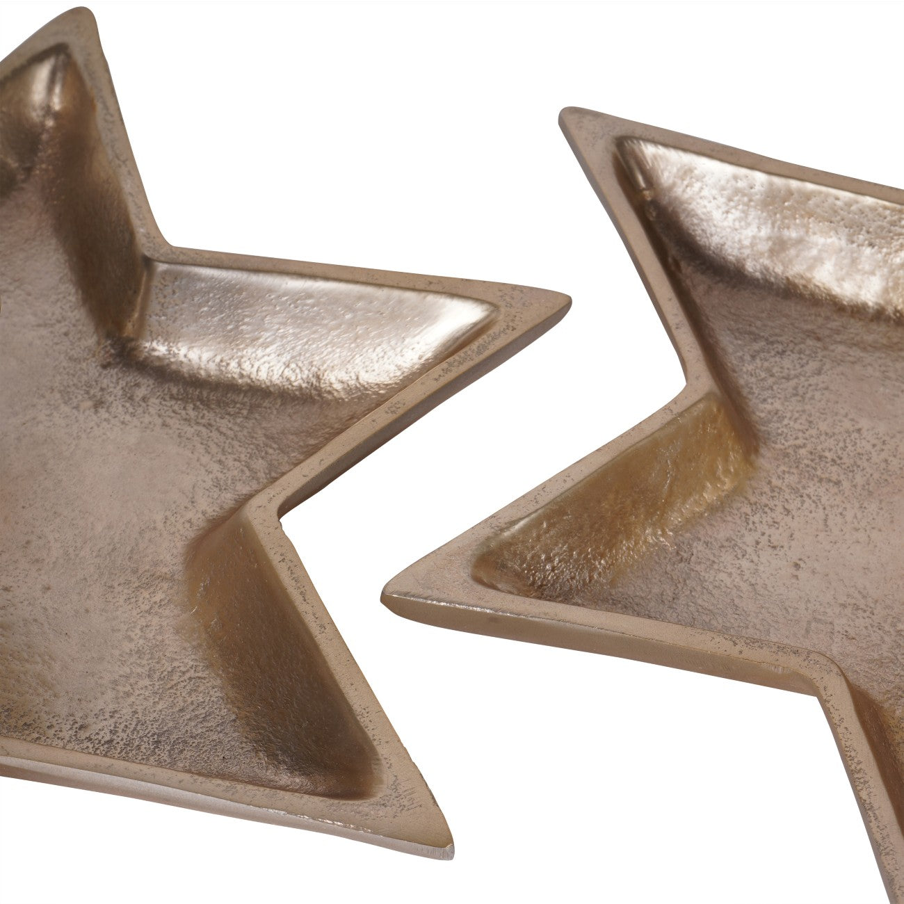 Set Of Two Large Star Gold Christmas Candle Holders