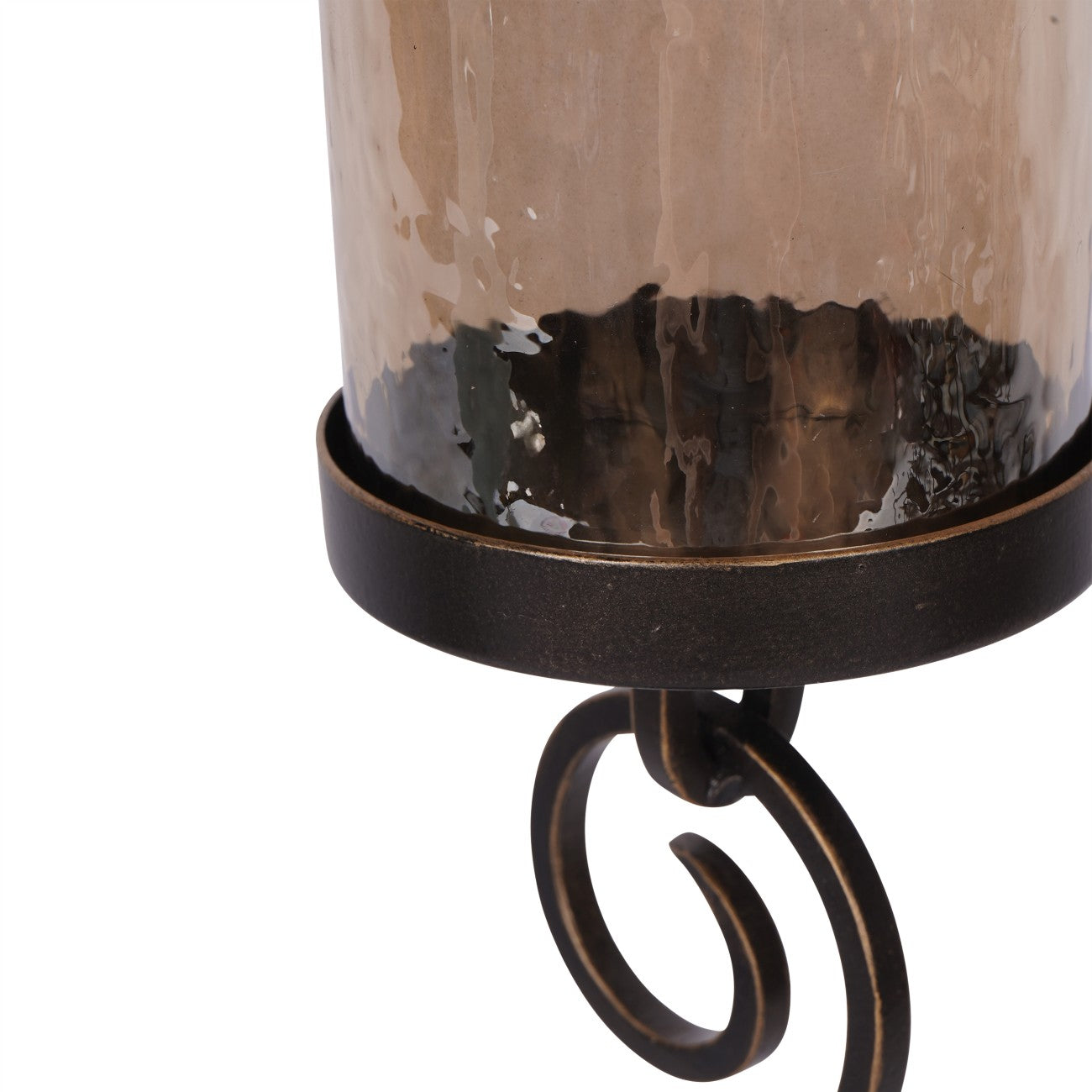 Medium Iron & Smoked Glass Candle Holder