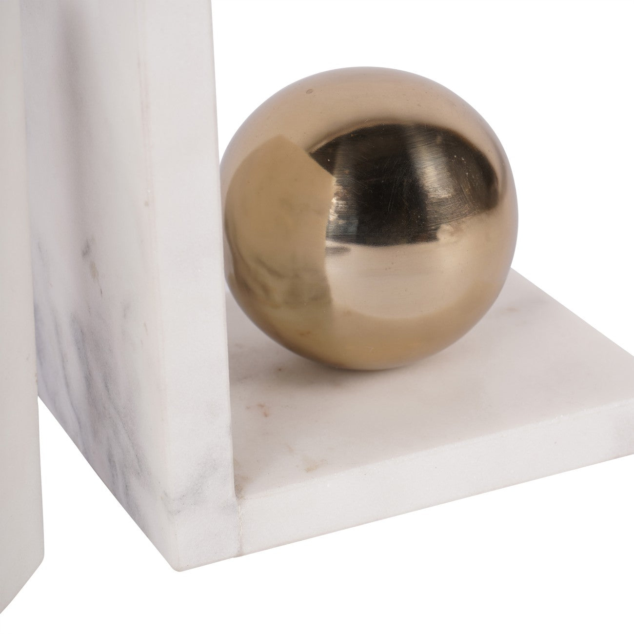 White & Gold Brass Marble Bookends