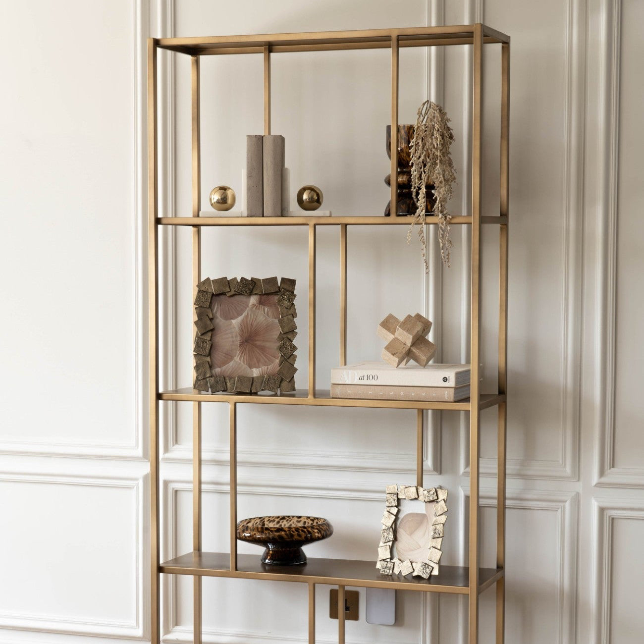 White & Gold Brass Marble Bookends
