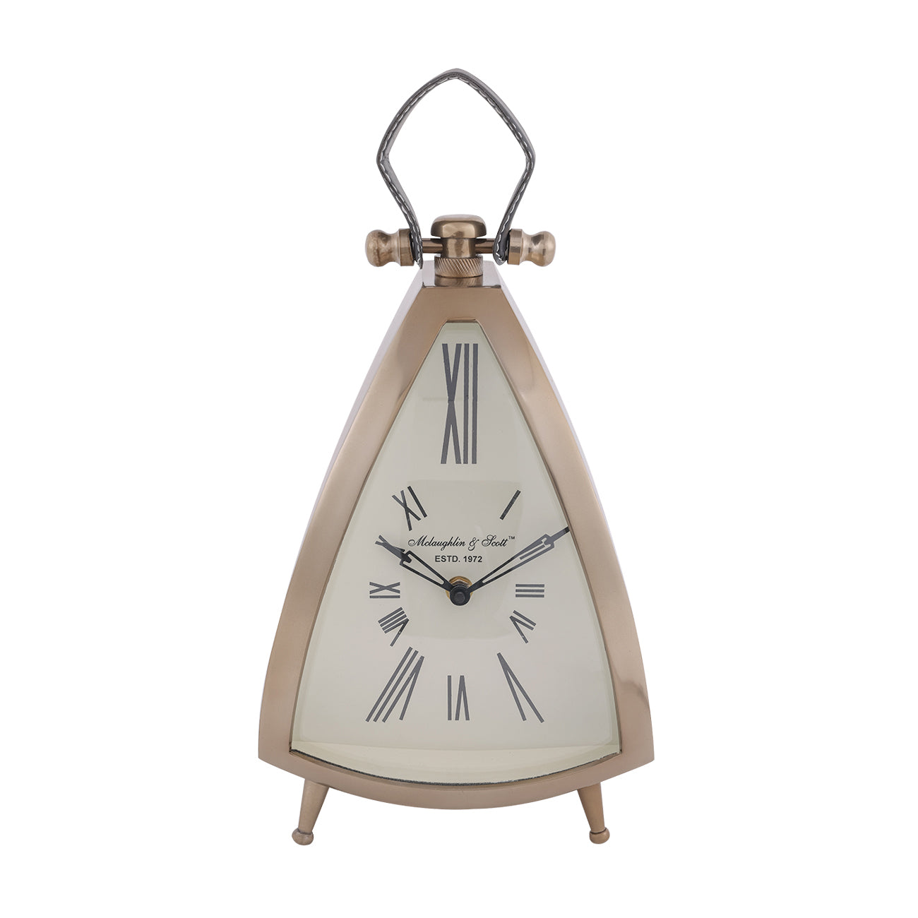 Isosceles Triangle Brass Mantal Table Clock | Large