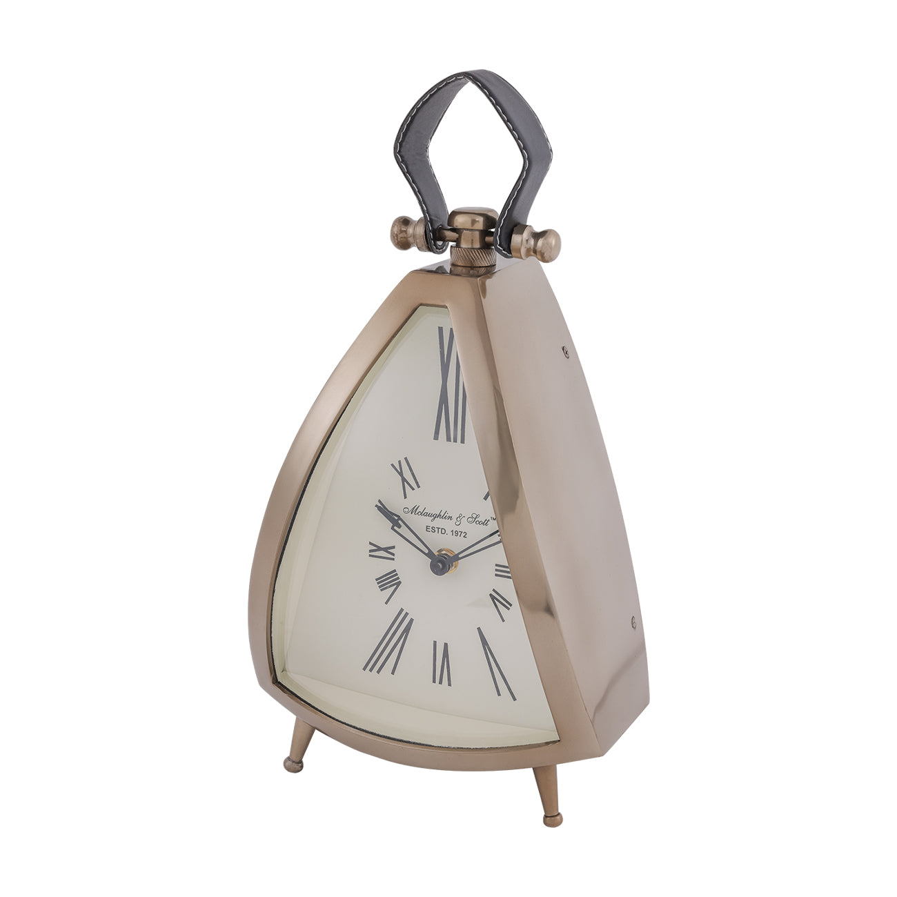 Isosceles Triangle Brass Mantal Table Clock | Large