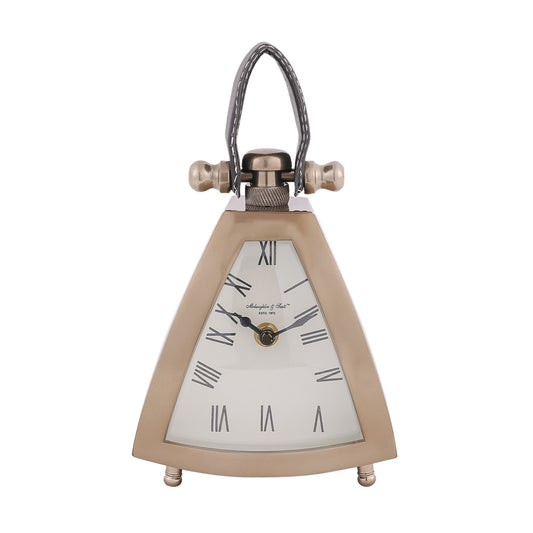Isosceles Triangle Brass Mantal Table Clock | Small