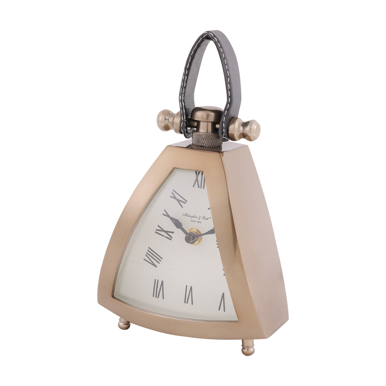 Isosceles Triangle Brass Mantal Table Clock | Small