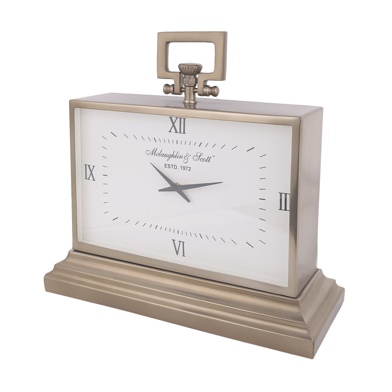 Brass Gold Rectangle Mantle Table Clock | Medium