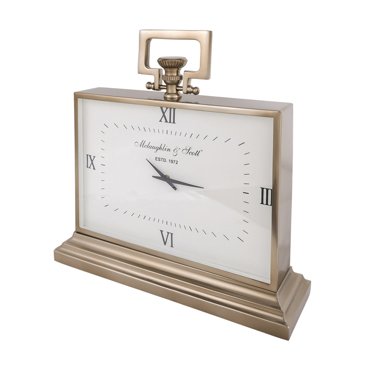 Brass Gold Rectangle Mantle Table Clock | Large