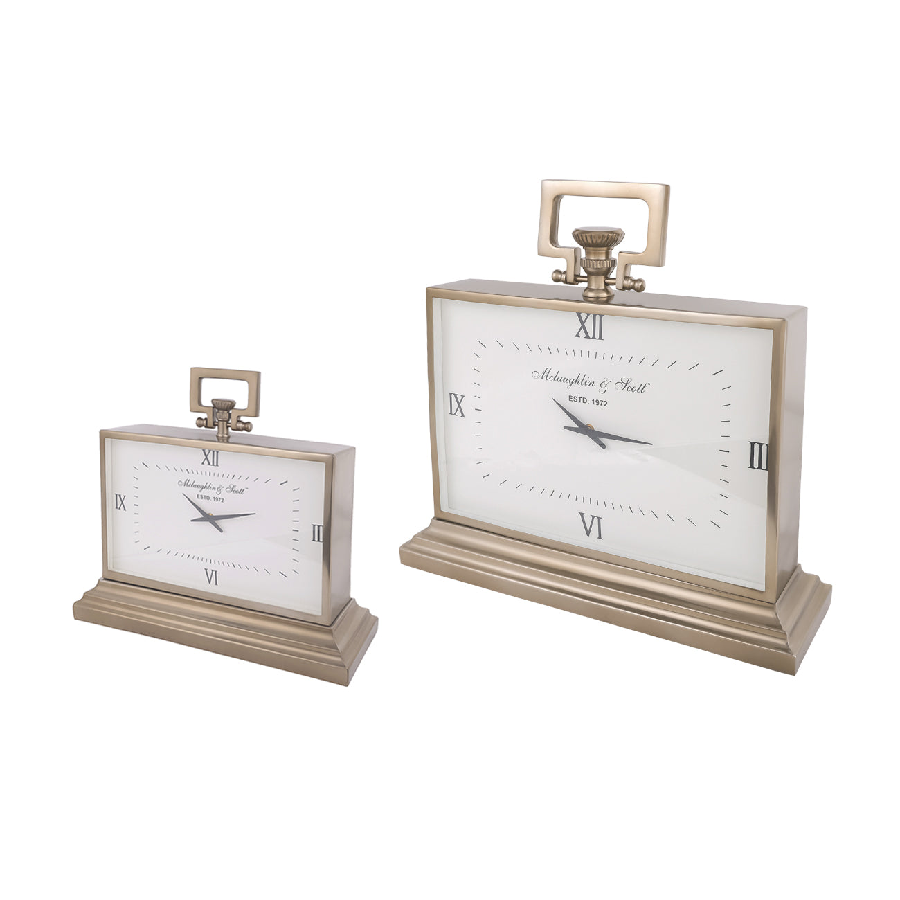 Brass Gold Rectangle Mantle Table Clock | Large