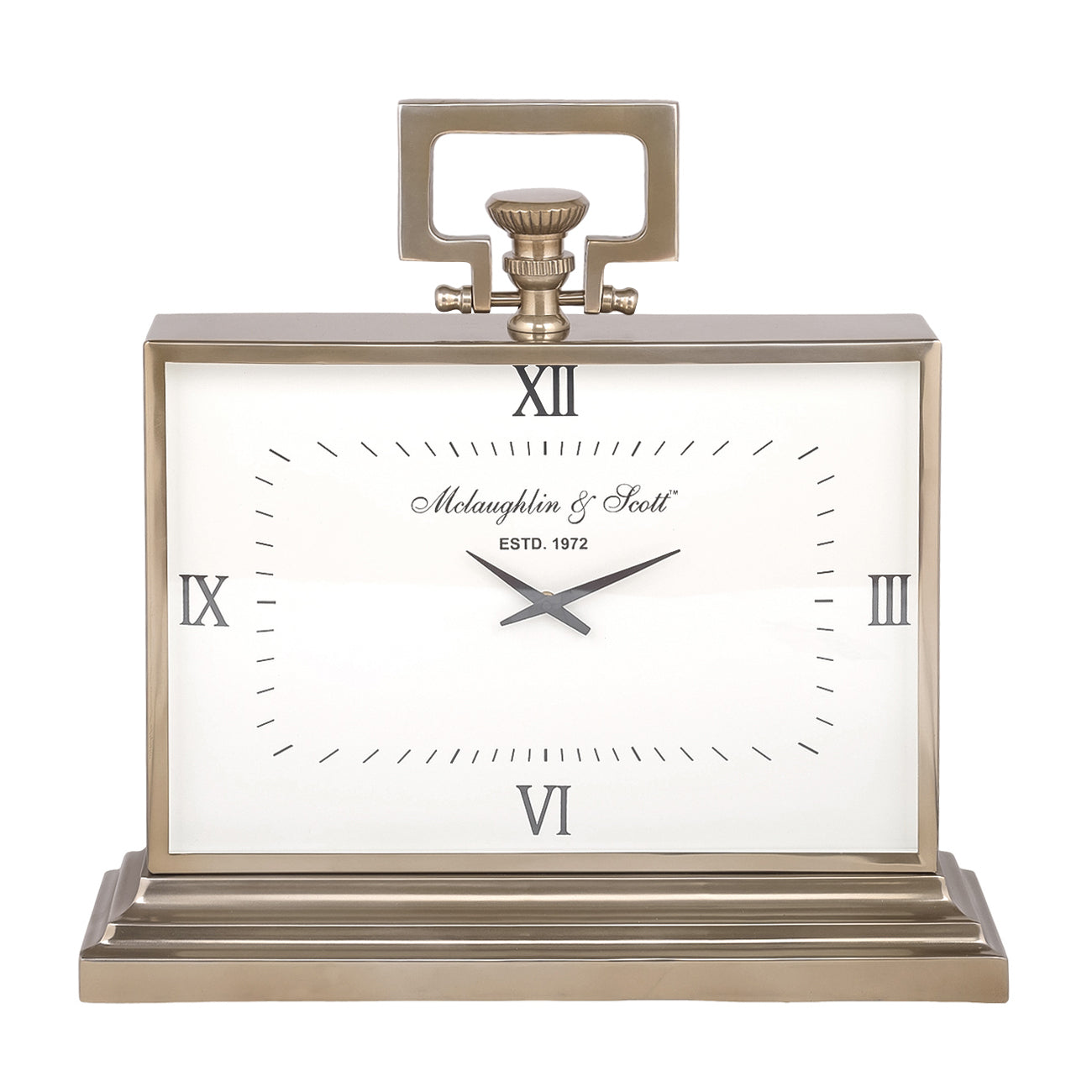 Brass Gold Rectangle Mantle Table Clock | Large