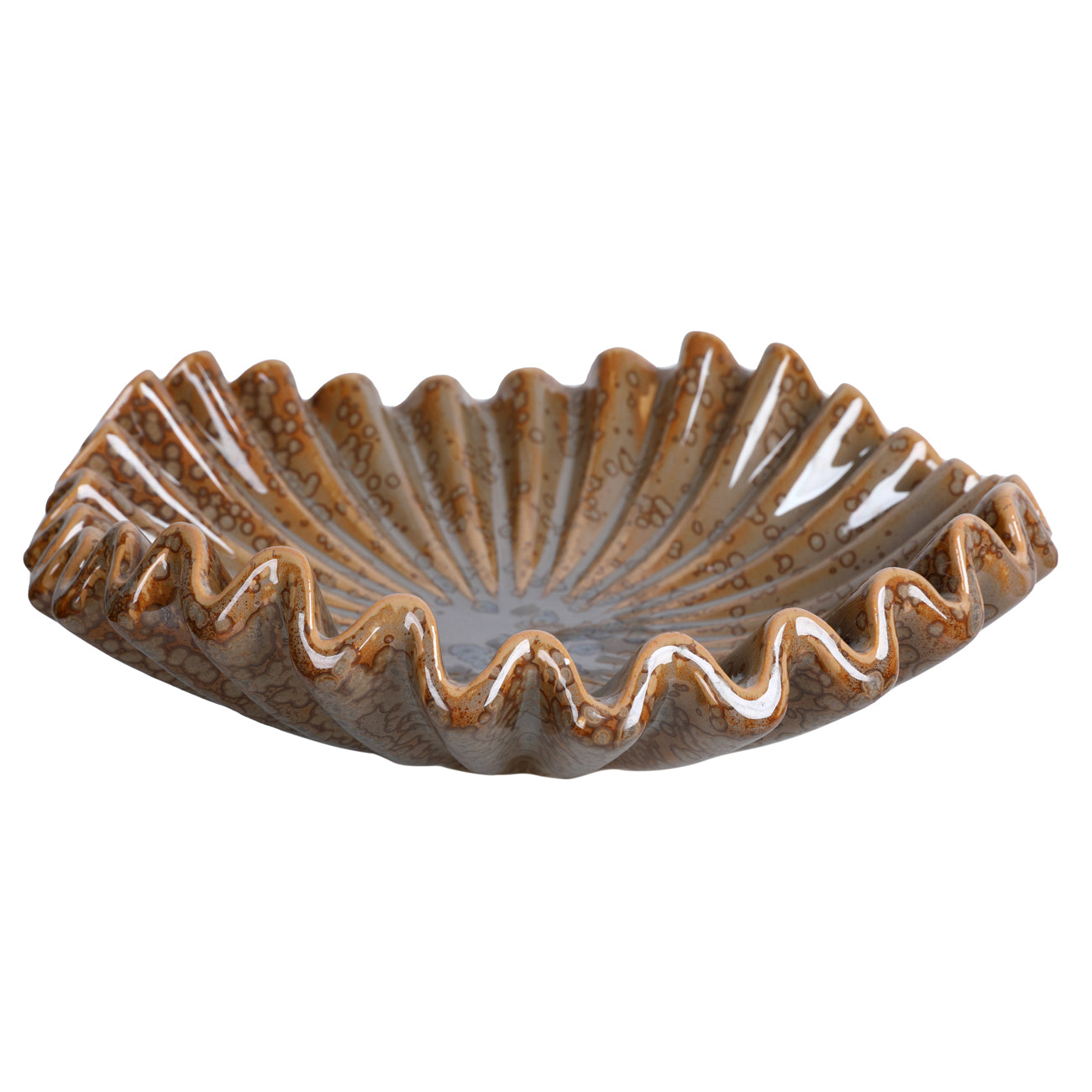 Brown Fluted Ripple Glazed Bowl