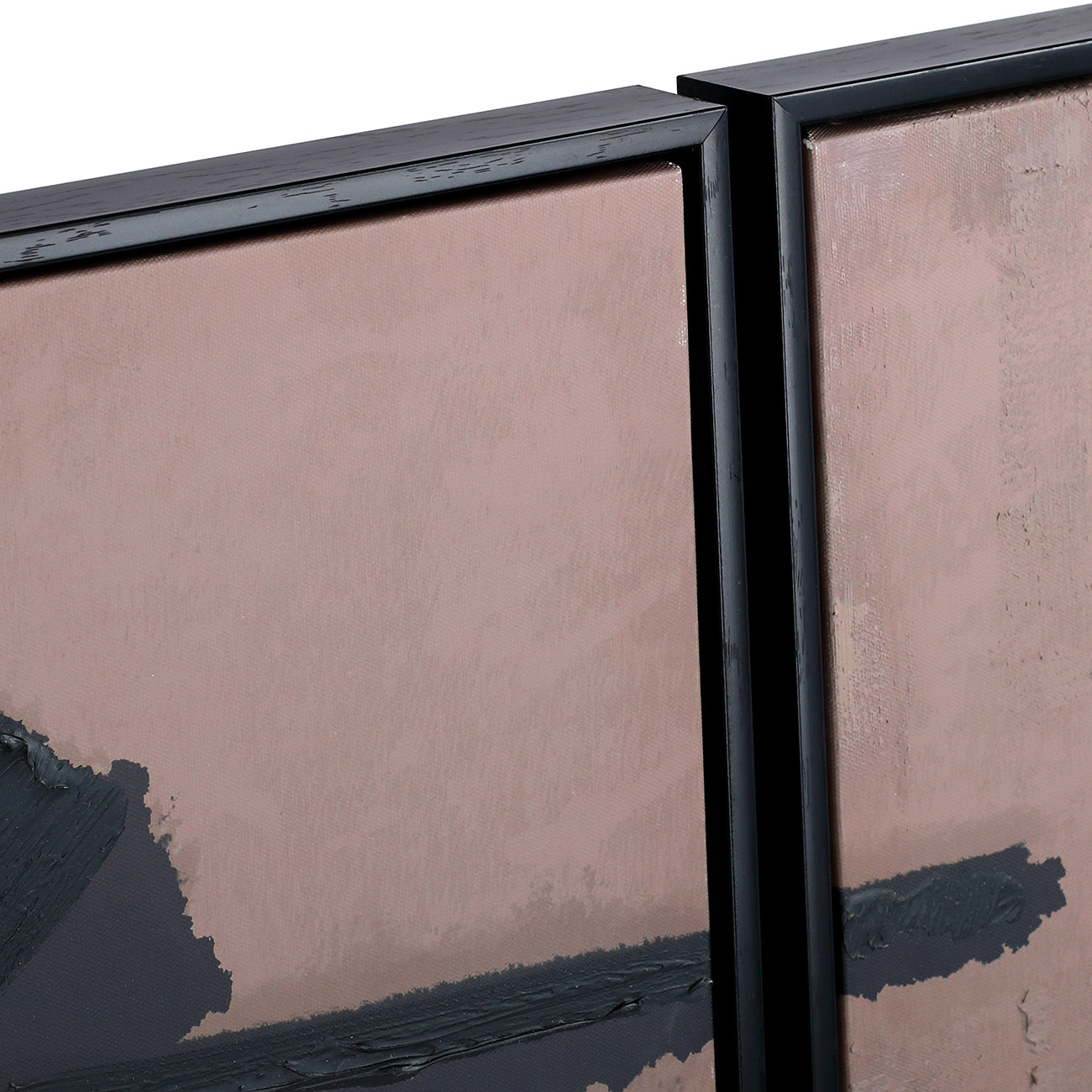 Set Of Two Large Framed Taupe Abstract Wall Art