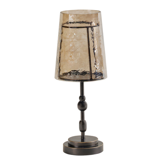Bronze & Hammered Glass Table Candle Holder/Hurricane