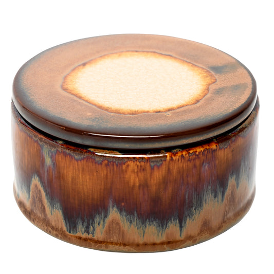 Orange/Brown Reactive Glazed Candle