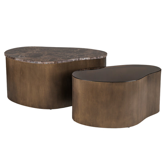 Marble & Glass Gold Coffee Table Set