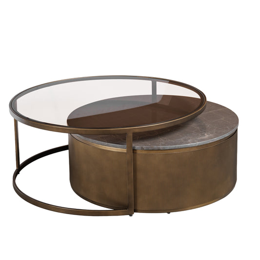 Royal Gold Corrugated Set of Two Nesting Coffee Tables