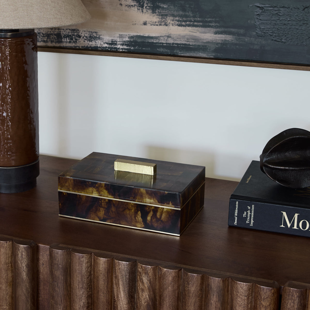 Luxury Brown Resin Decorative Storage Box