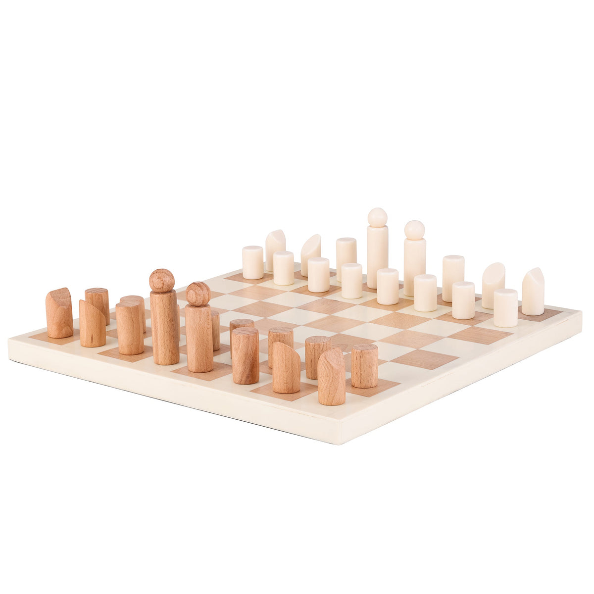 Wood & White Decorative Chess Set