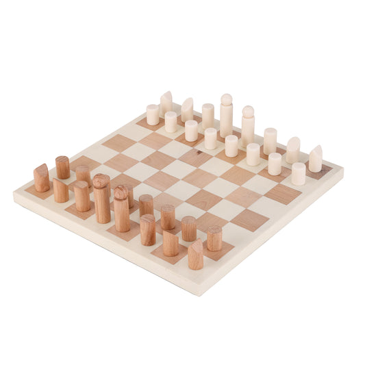 Wood & White Decorative Chess Set