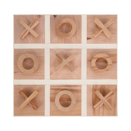 Wood & White Decorative Noughts & Crosses Game