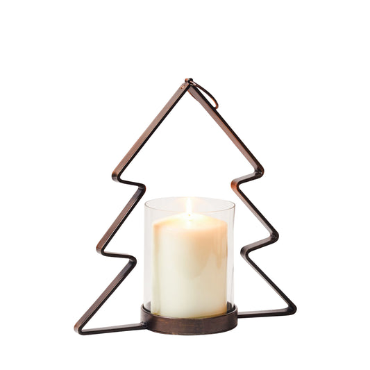 Christmas Tree Hurricane Candle Holder | Small