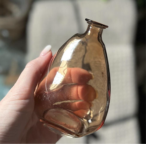 Small Smoked Irregular Glass Bud Vase Bottle