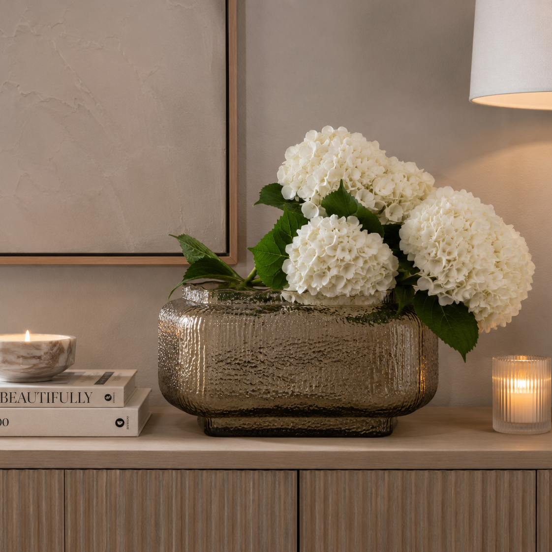 Brown Textured Glass Wide Vase