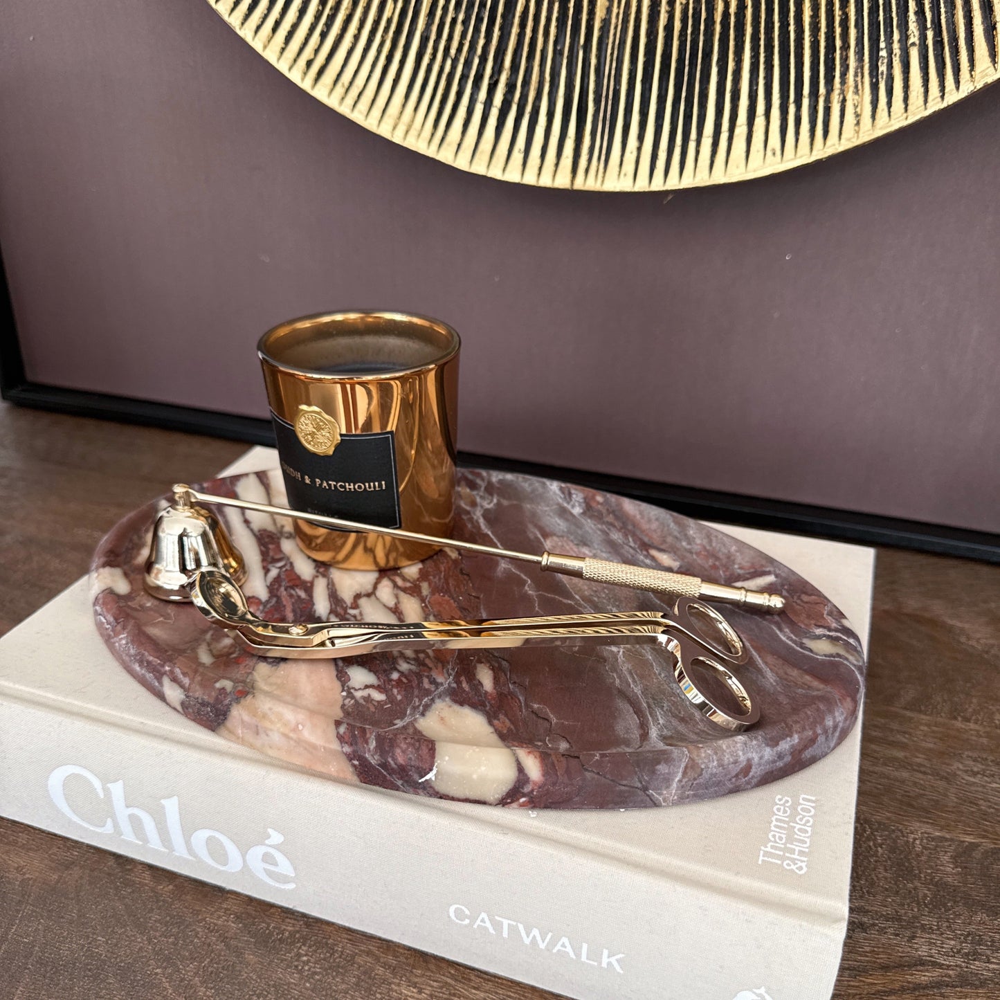 Oval Red Calacatta Viola Marble Tray