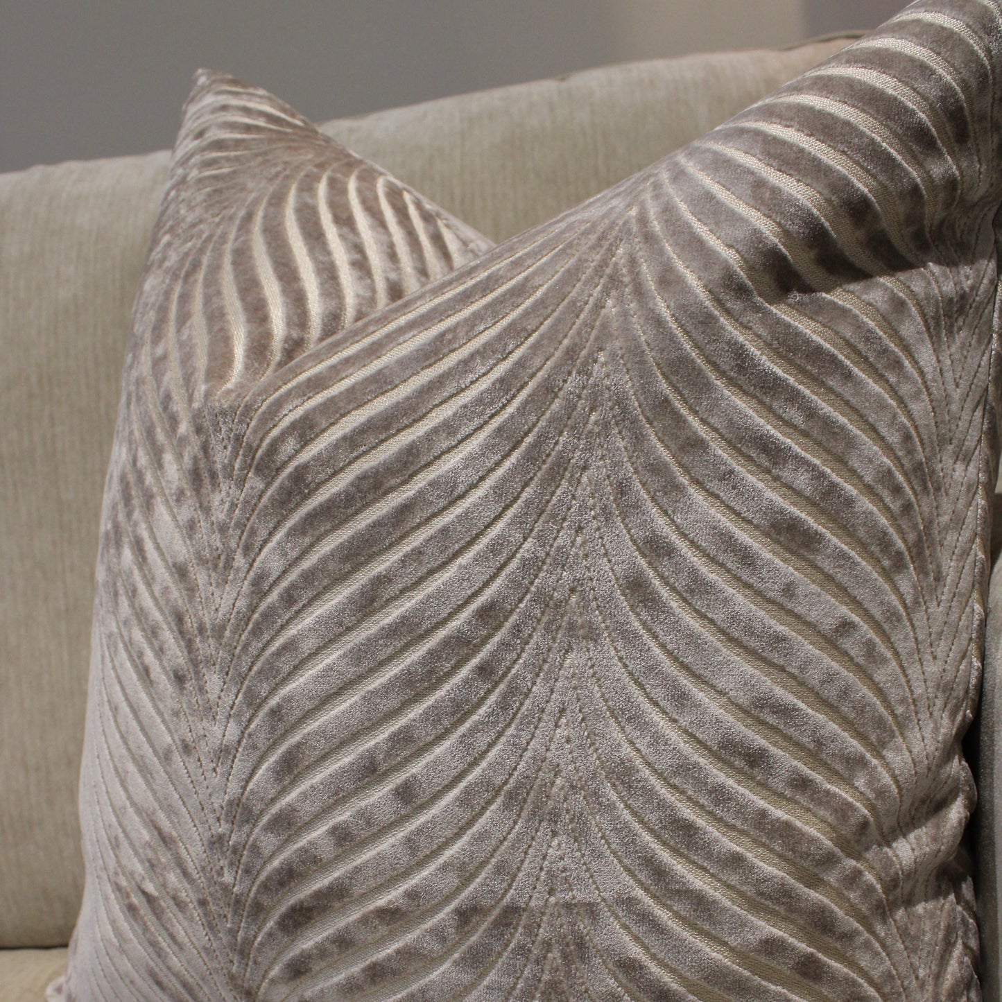 Taupe Large Textured Pattered Decorative Cushion