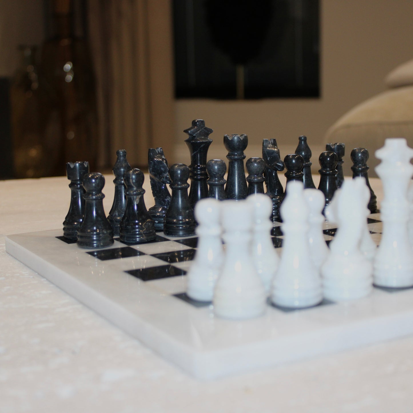 Black & White Marble Decorative Chess Set