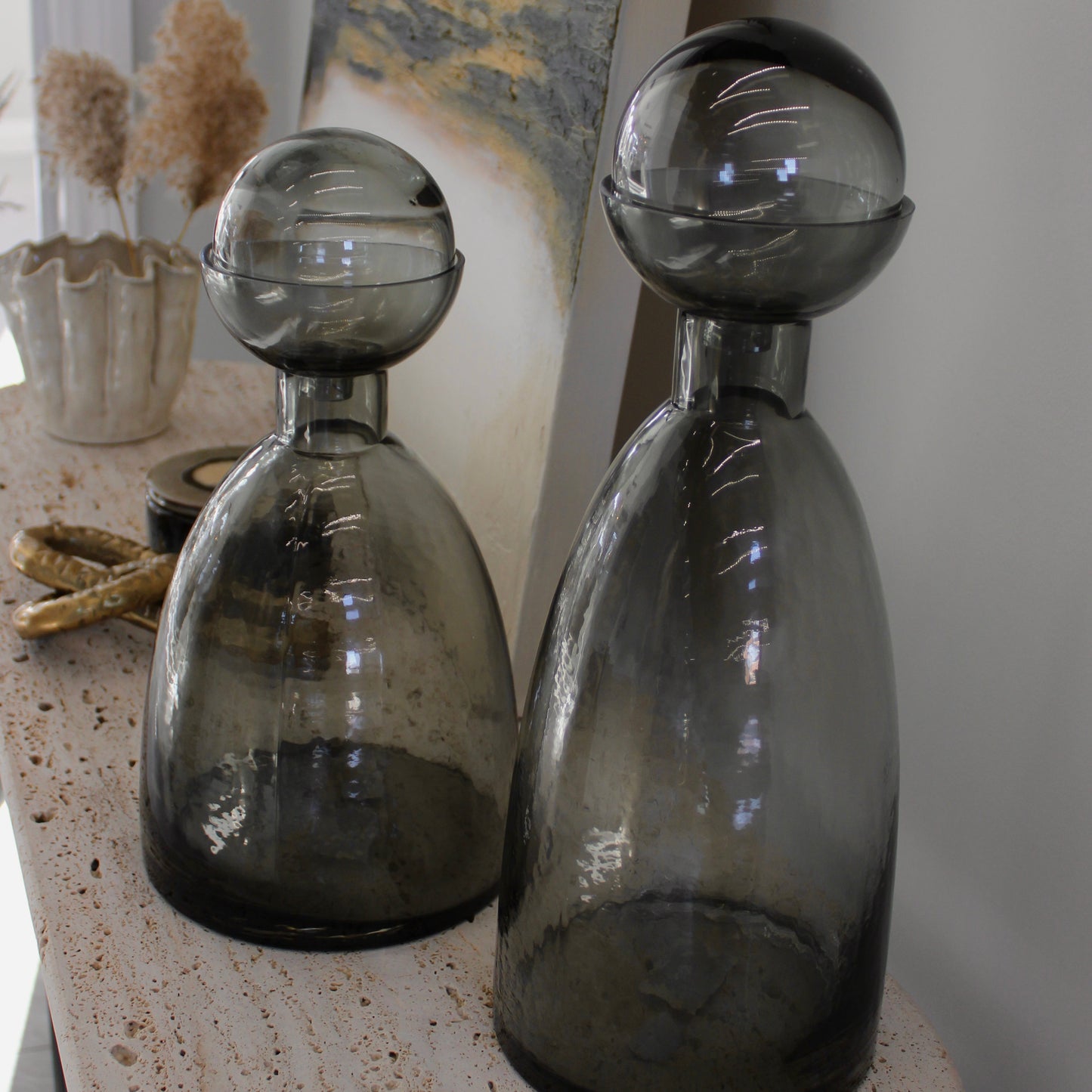 Smoked Glass Bottle Vase | Large