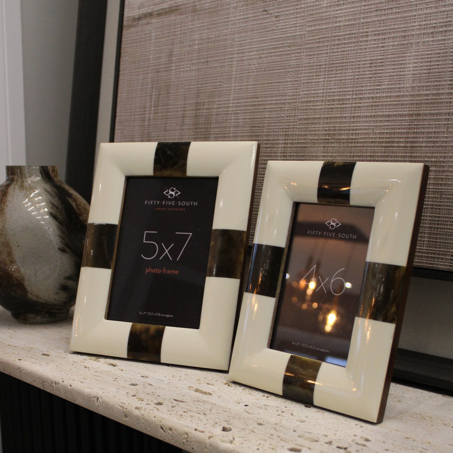 Cream & Wood Brown Photo Frame 4 x 6in