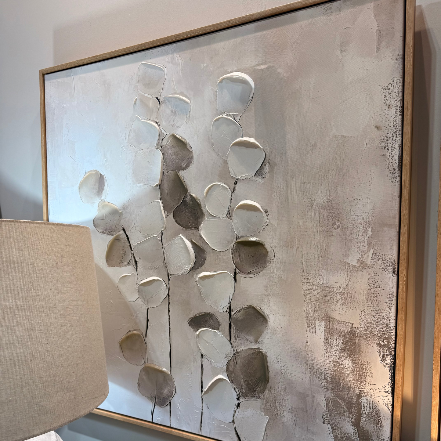 Hand Painted Brown Leaf Framed Canvas Wall Art
