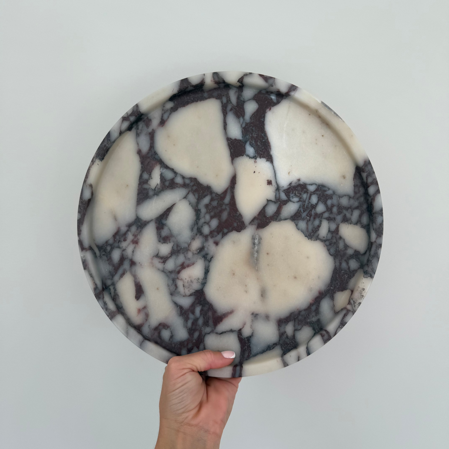 Large Round Calacatta Viola Marble Tray