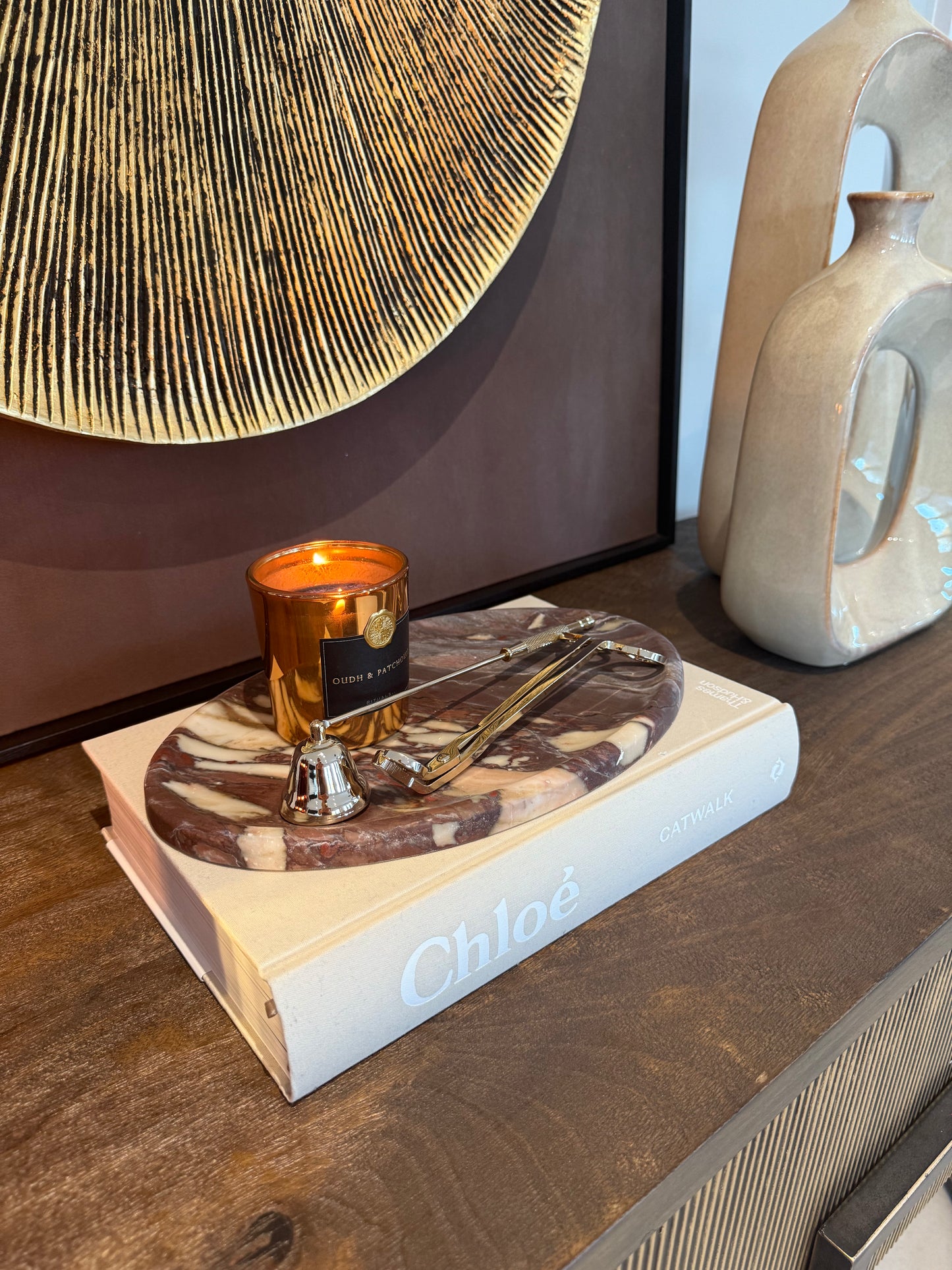 Oval Red Calacatta Viola Marble Tray