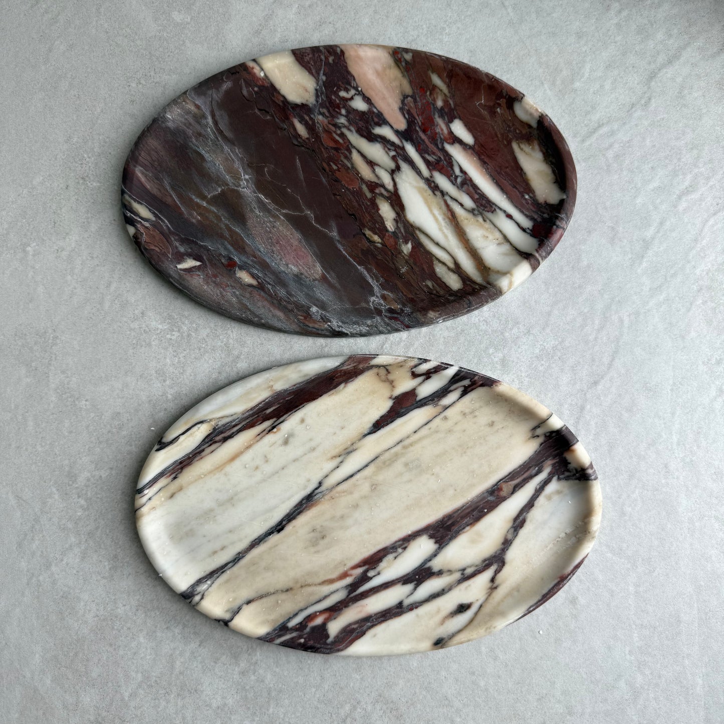 Oval Red Calacatta Viola Marble Tray