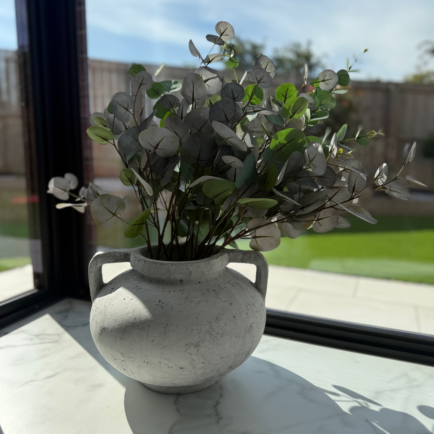 Stone Look Ceramic Pelike Pot Vase