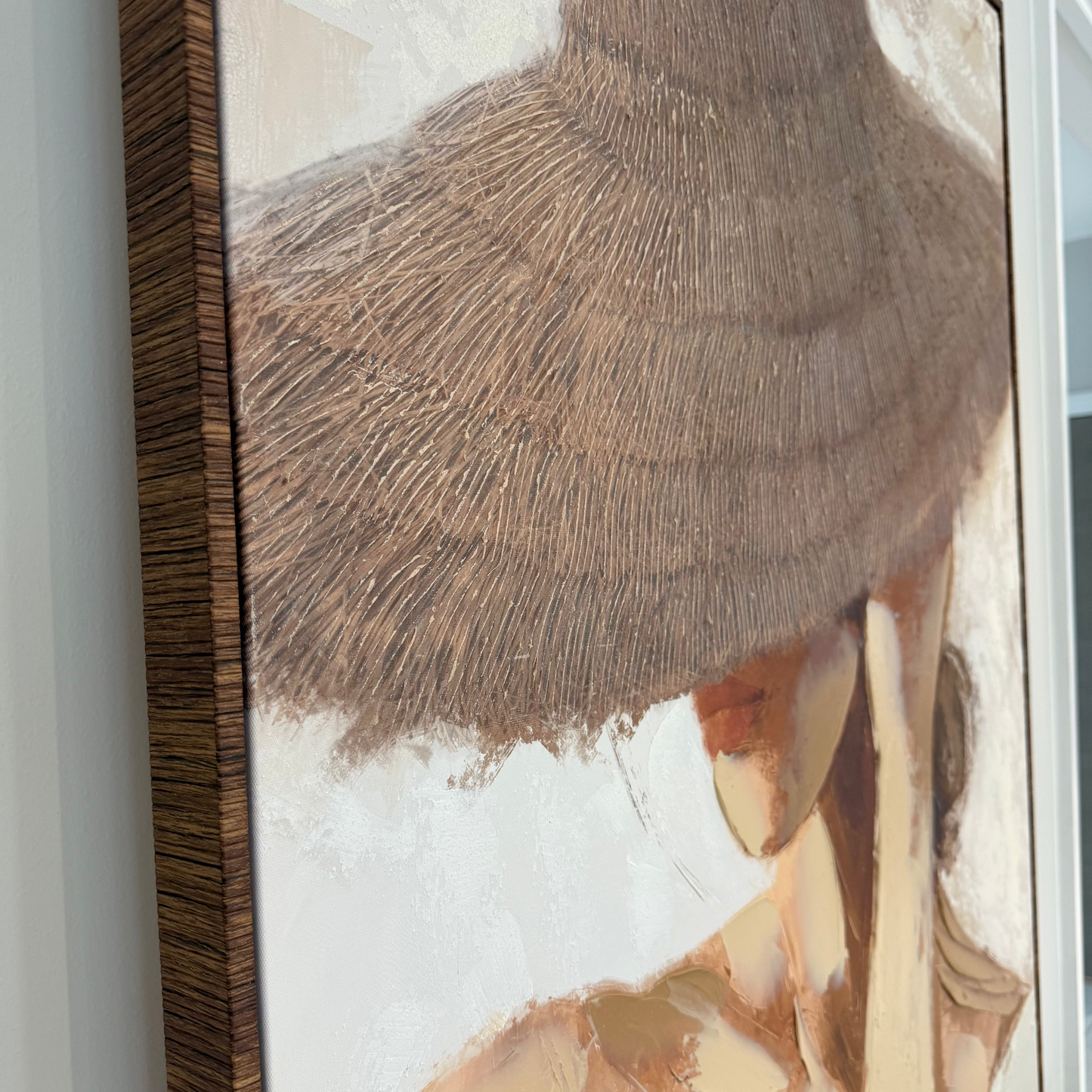 Neutral Textured Lady Figure Wall Art Framed Canvas