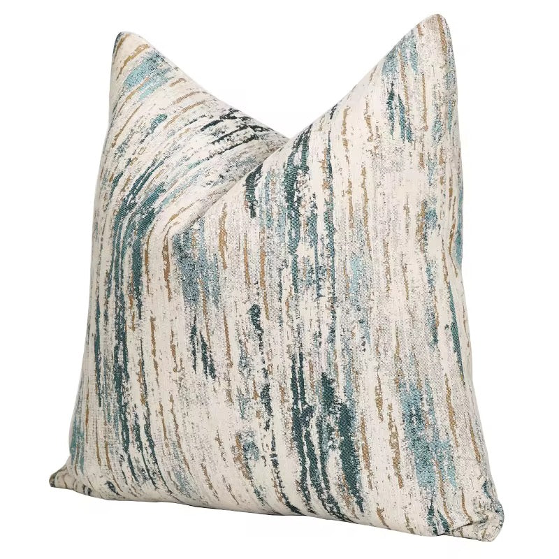Oyster & Blue Patterned Cushion 50x50cm