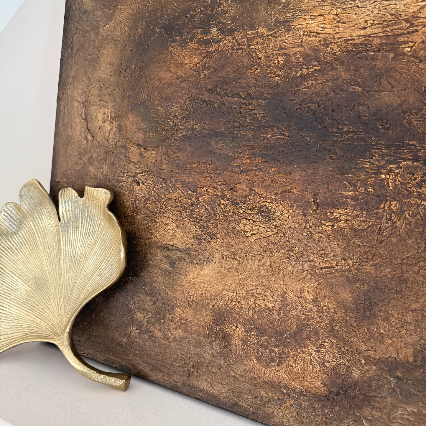 Brown Hand Painted Square Textured Canvas 60x60cm