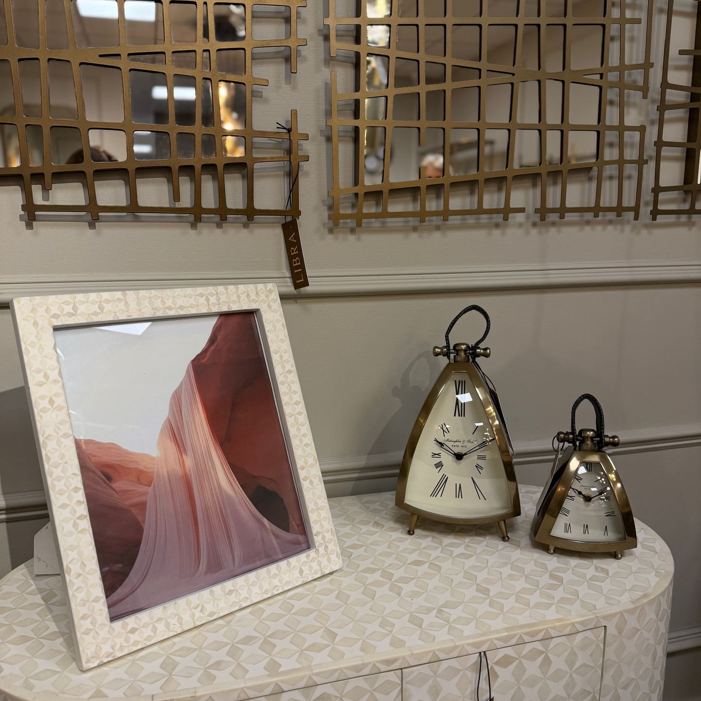 Isosceles Triangle Brass Mantal Table Clock | Small