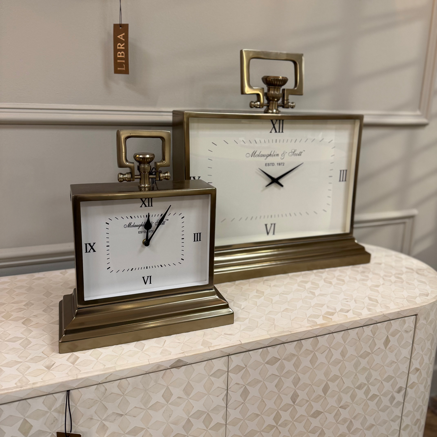 Brass Gold Rectangle Mantle Table Clock | Medium