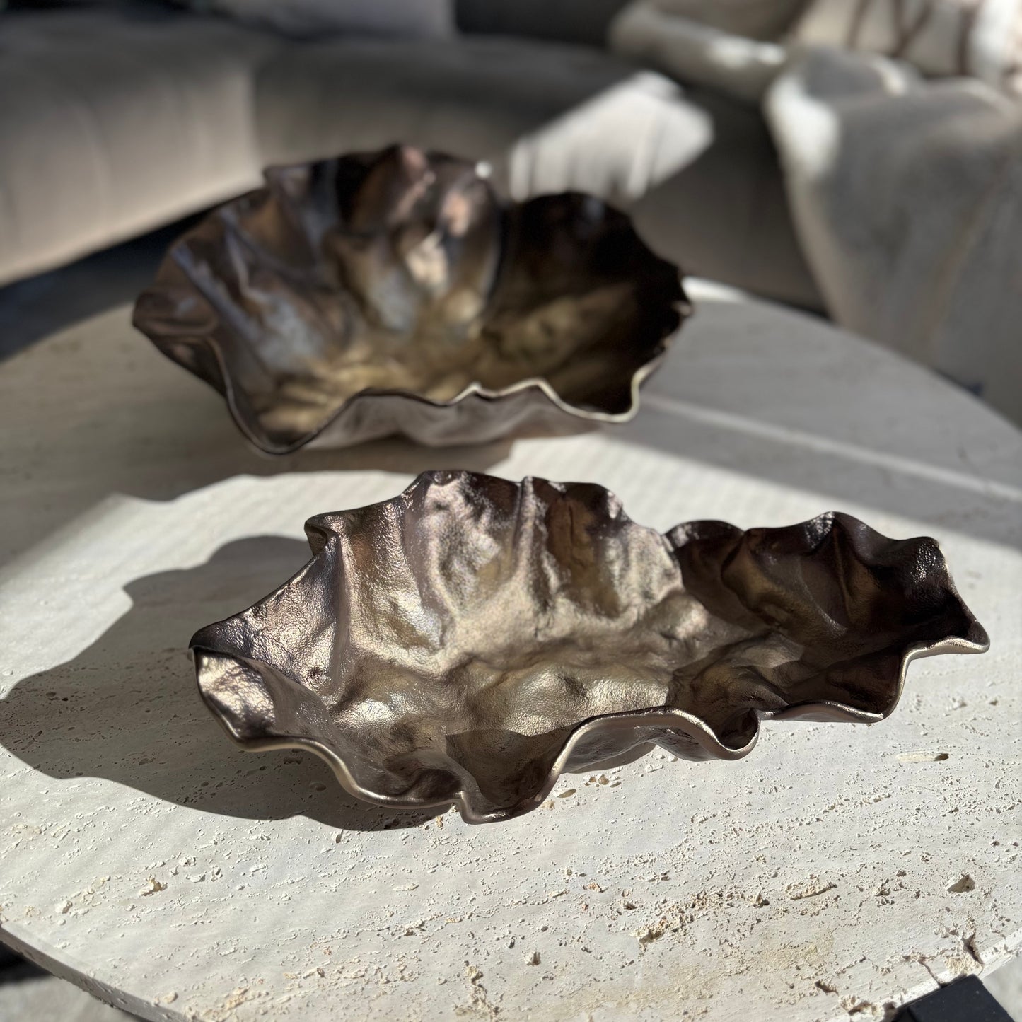 Bronze Cast Aluminium Decorative Leaf Bowl