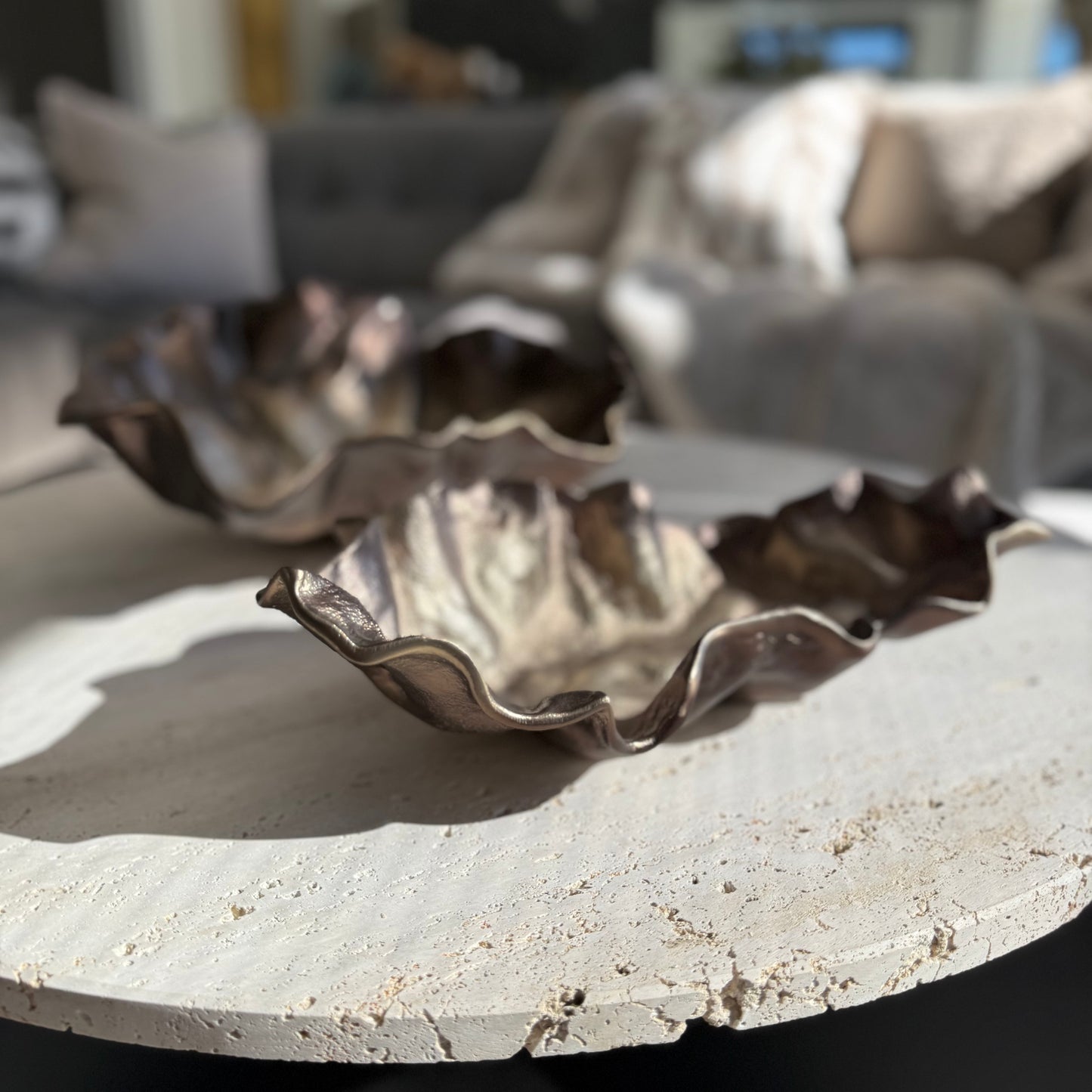 Bronze Cast Aluminium Decorative Leaf Bowl