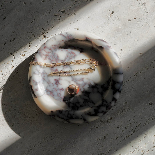 Round Calacatta Viola Marble Tray