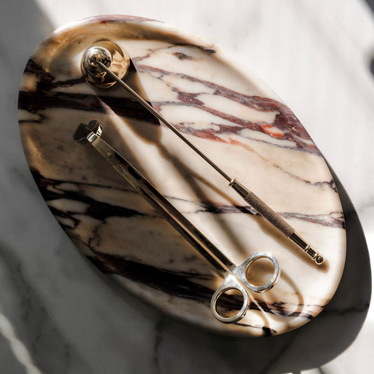 Oval Red Calacatta Viola Marble Tray