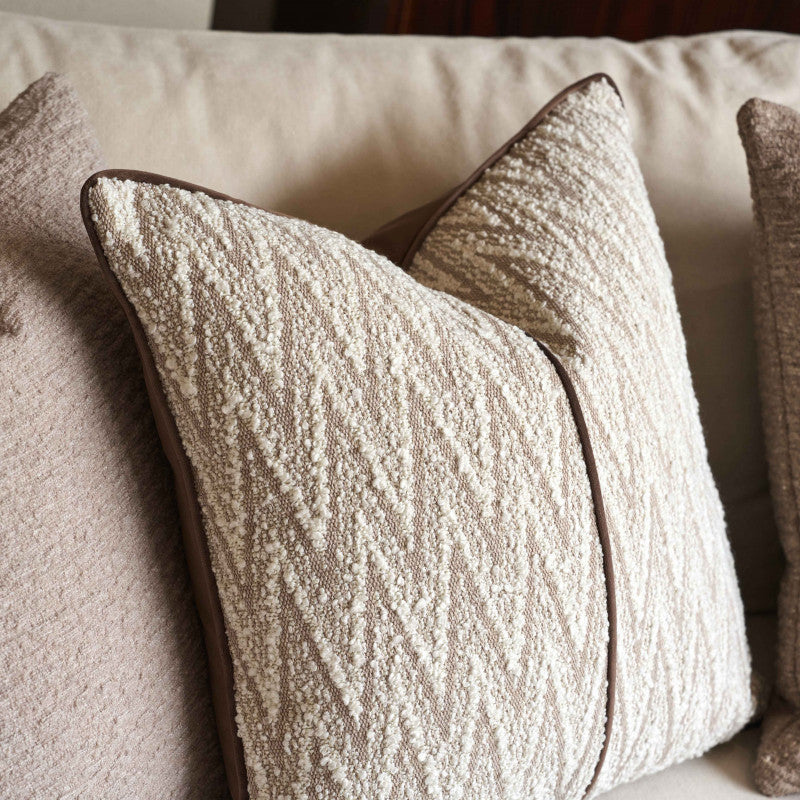 Luxury Neutral Woven Patterned Decorative Cushion