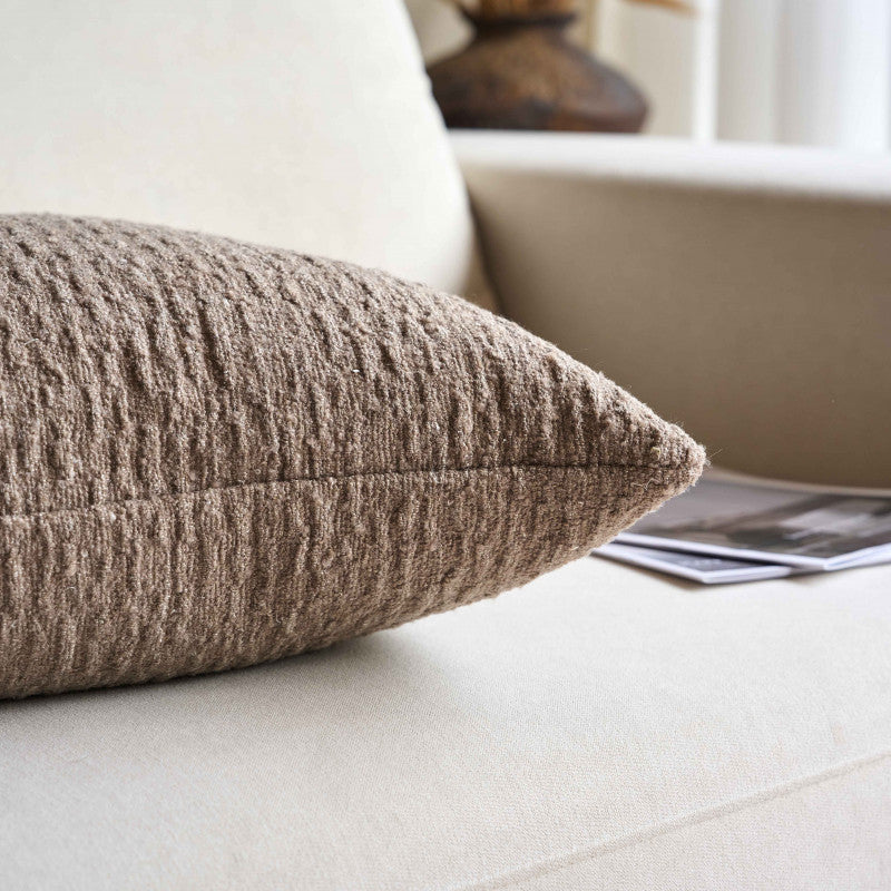 Luxury Neutral Brown Boucle Woven Decorative Cushion