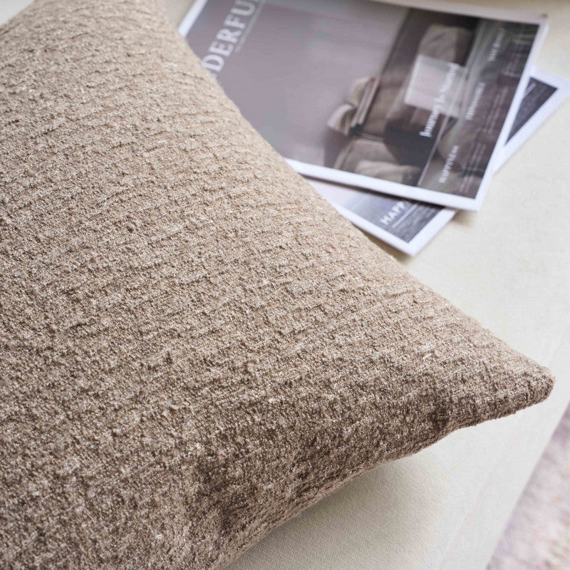 Luxury Neutral Brown Boucle Woven Decorative Cushion