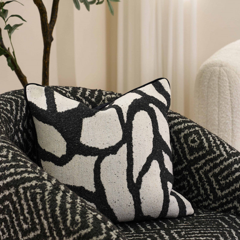 Luxury Black & White Patterned Decorative Cushion